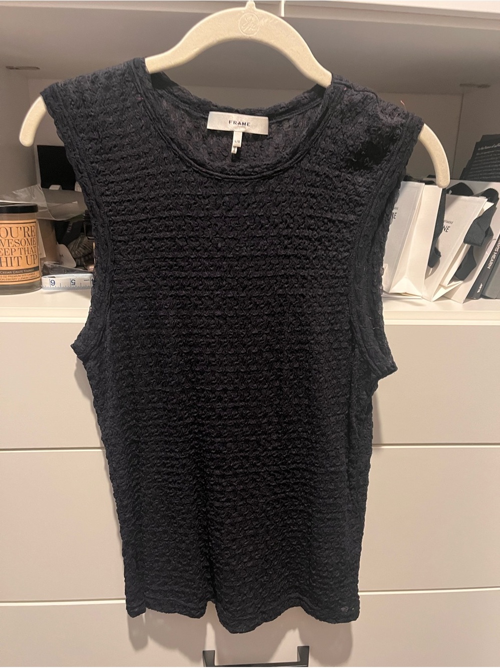 Frame Denim navy Textured Sleeveless Tank